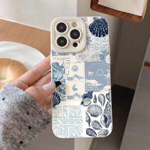iPhone 15 Pro Max Phone Case Anti-Drop Shell Durable TPU Marine Theme Ivory Case